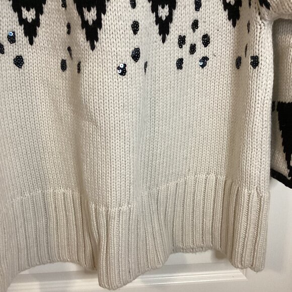 Zara Knit Limited Edition Women's Wool Blend Chunky Knit Sweater Size M Sequin - Picture 3 of 9